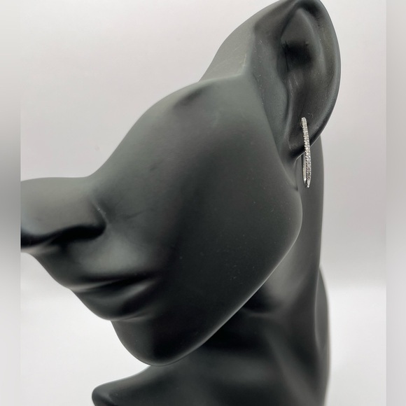 .25 CT Natural Diamond Silver Hoop Earrings - Picture 1 of 4